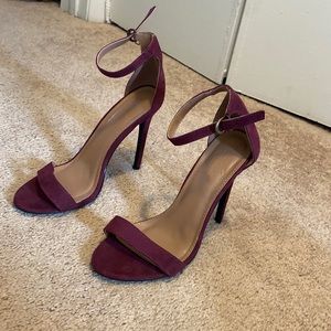 Suede open toe heels